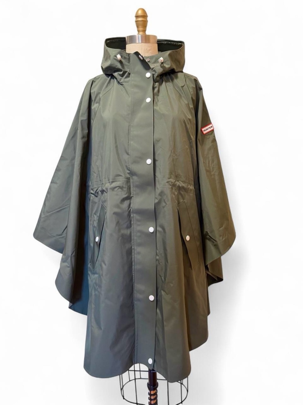 Hunter green rain bonded novelty cape jacket, NWT, size XS-S-M